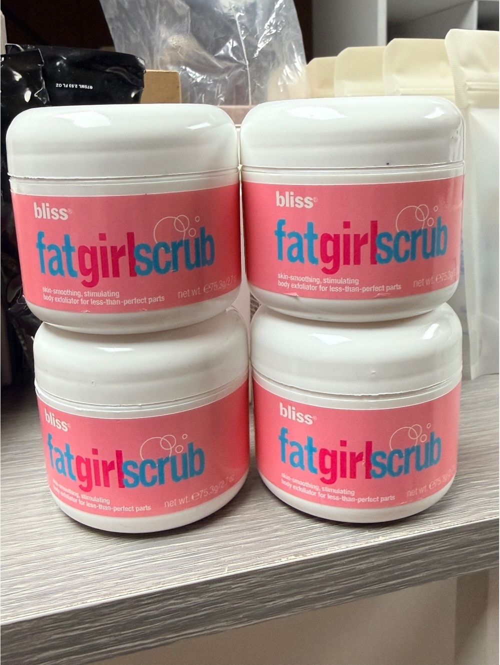 bliss Fatgirl Scrub Body Exfoliator - 4 Pack - Picture 1 of 2
